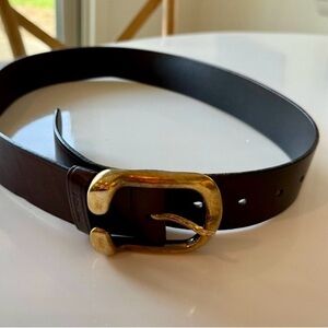 Prada Brown Belt with Gold Buckle -32 in waist